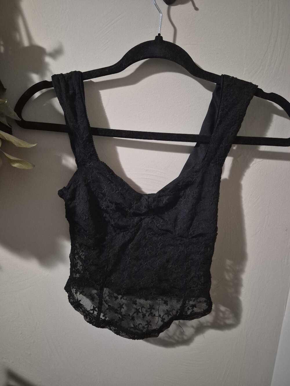 Kimchi Blue Black Lace Crop Tank Women's Extra Small XS Wide Strap